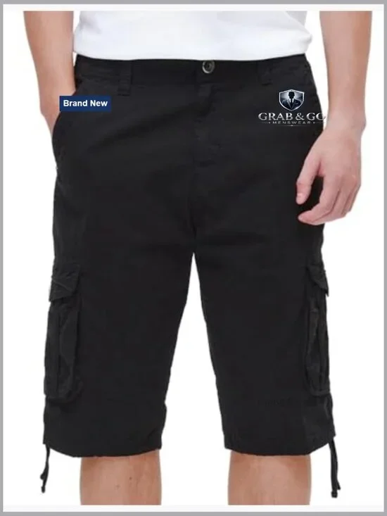 Men's Long Cargo Shorts Below Knee Relaxed Fit 6 Pockets Outdoor Casual - Picture 6 of 7
